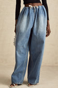 Eulalie Mavi Pilili Alçak Denim Pantolon