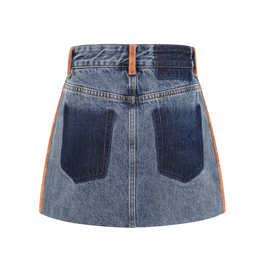 Blanche Blok Renkli Denim Etek