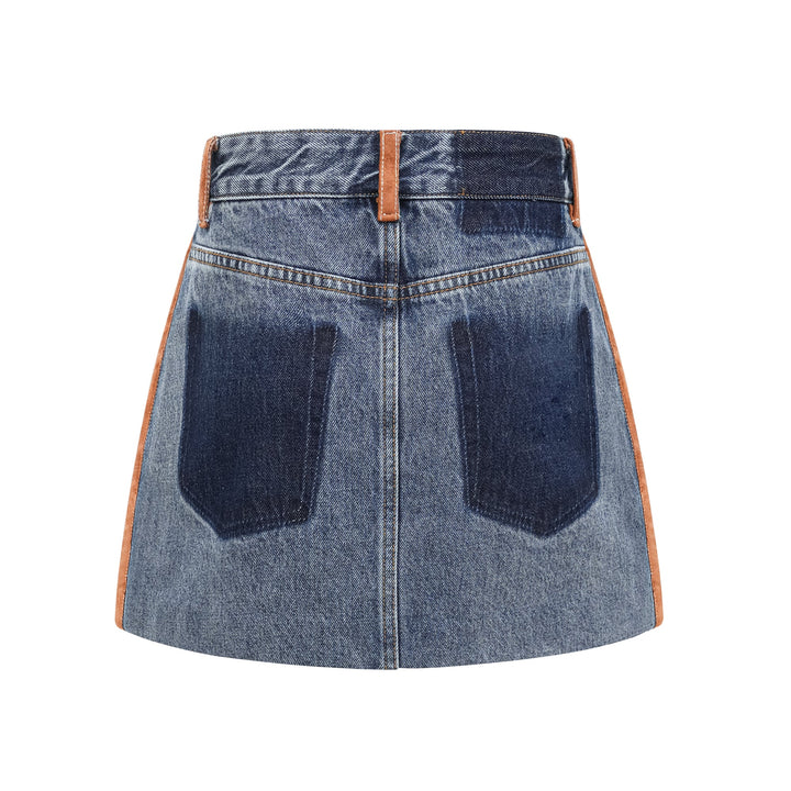 Blanche Blok Renkli Denim Etek
