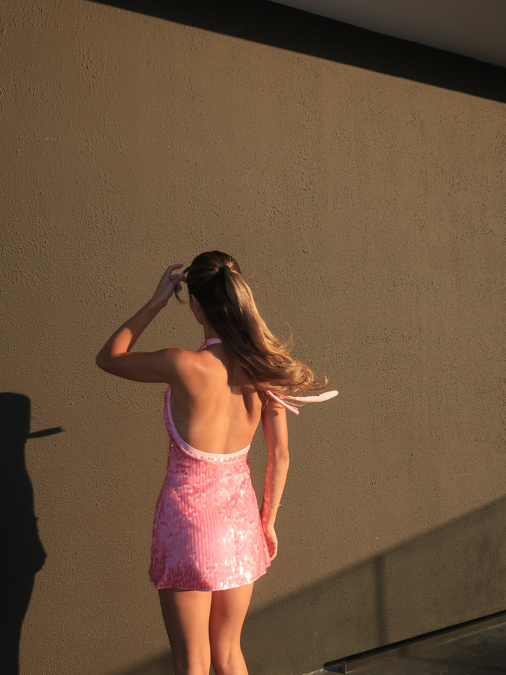 Selah Sırtı Açık Payetli Mini Elbise