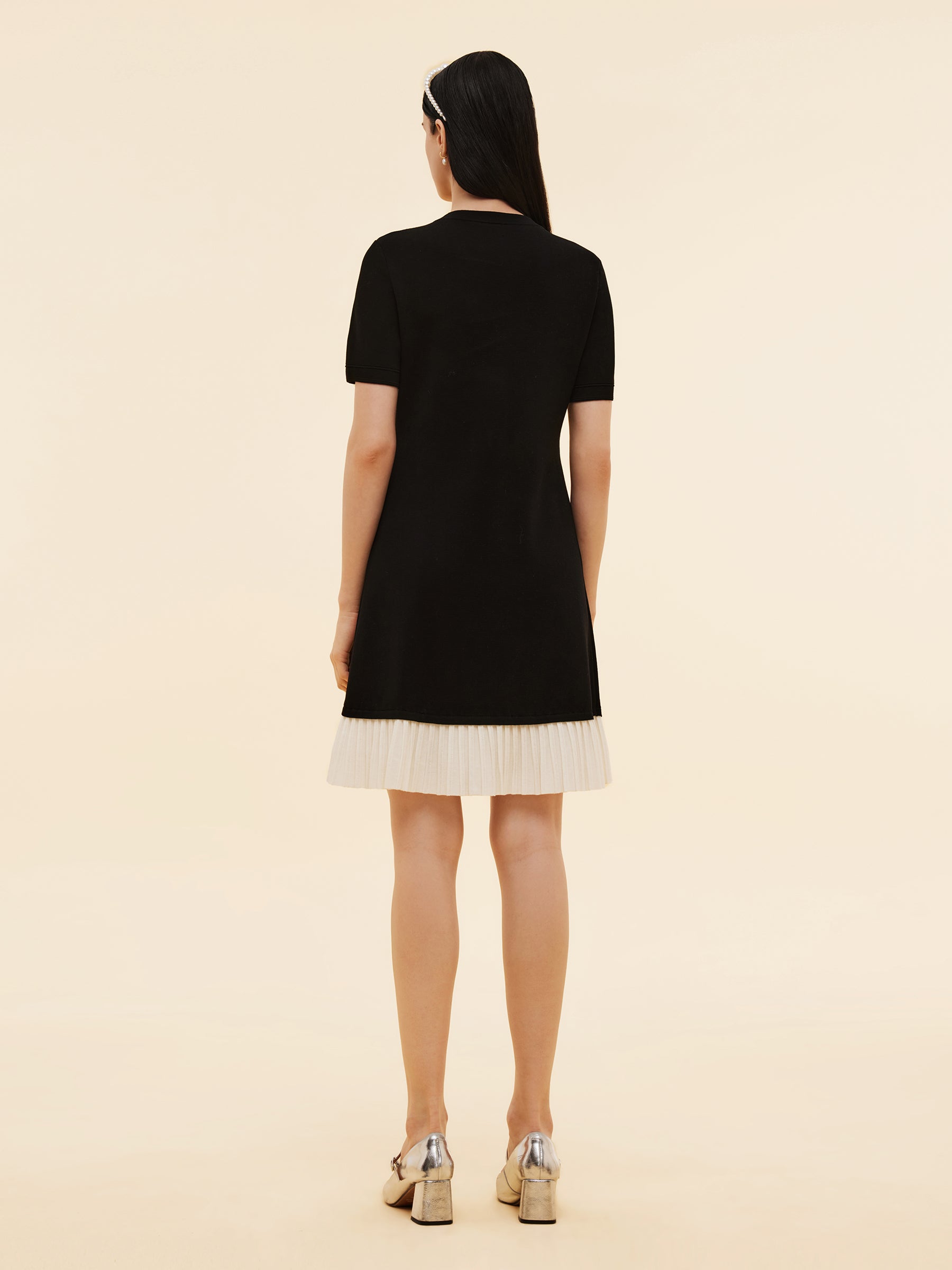 Bloklu Kadın Triko Mini Elbise