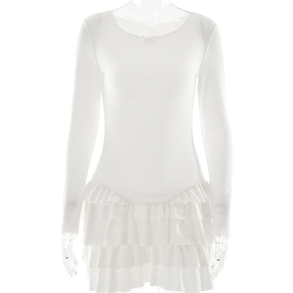 Katlı Fırfırlı Slim Fit Elbise