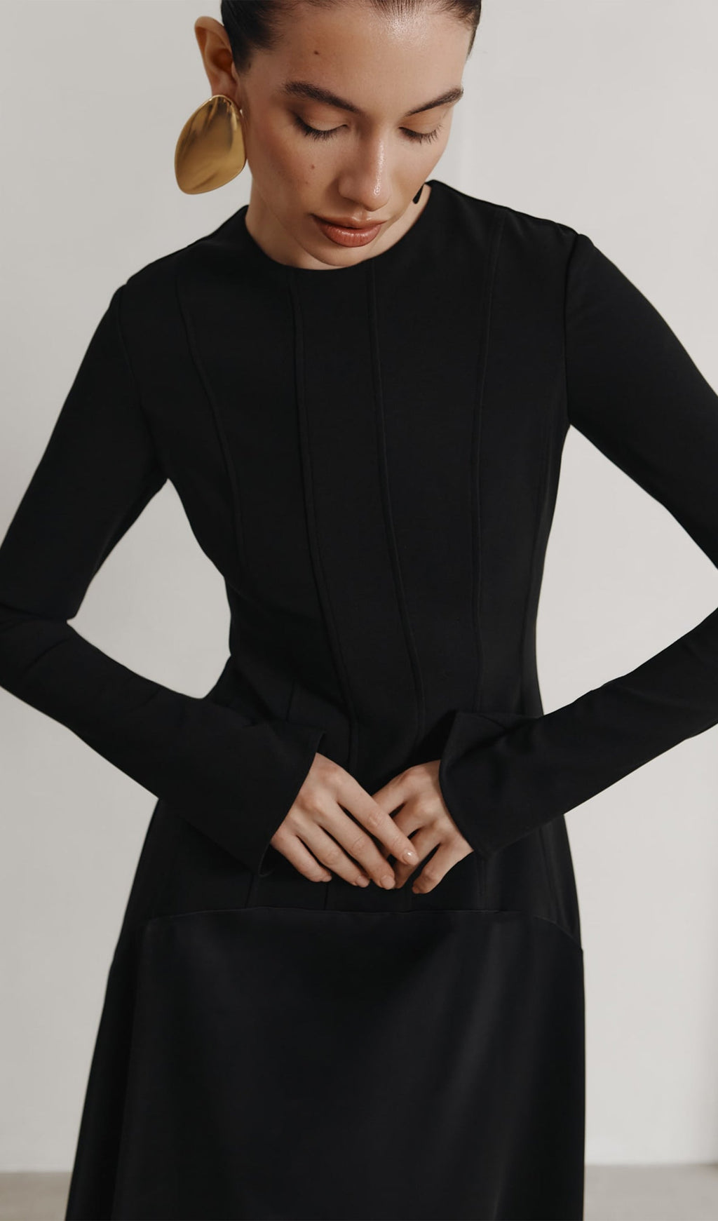 Örme Saten Uzun Elbise