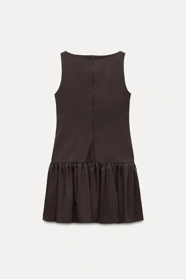 Florence Fiyonklu Fırfırlı Mini Elbise