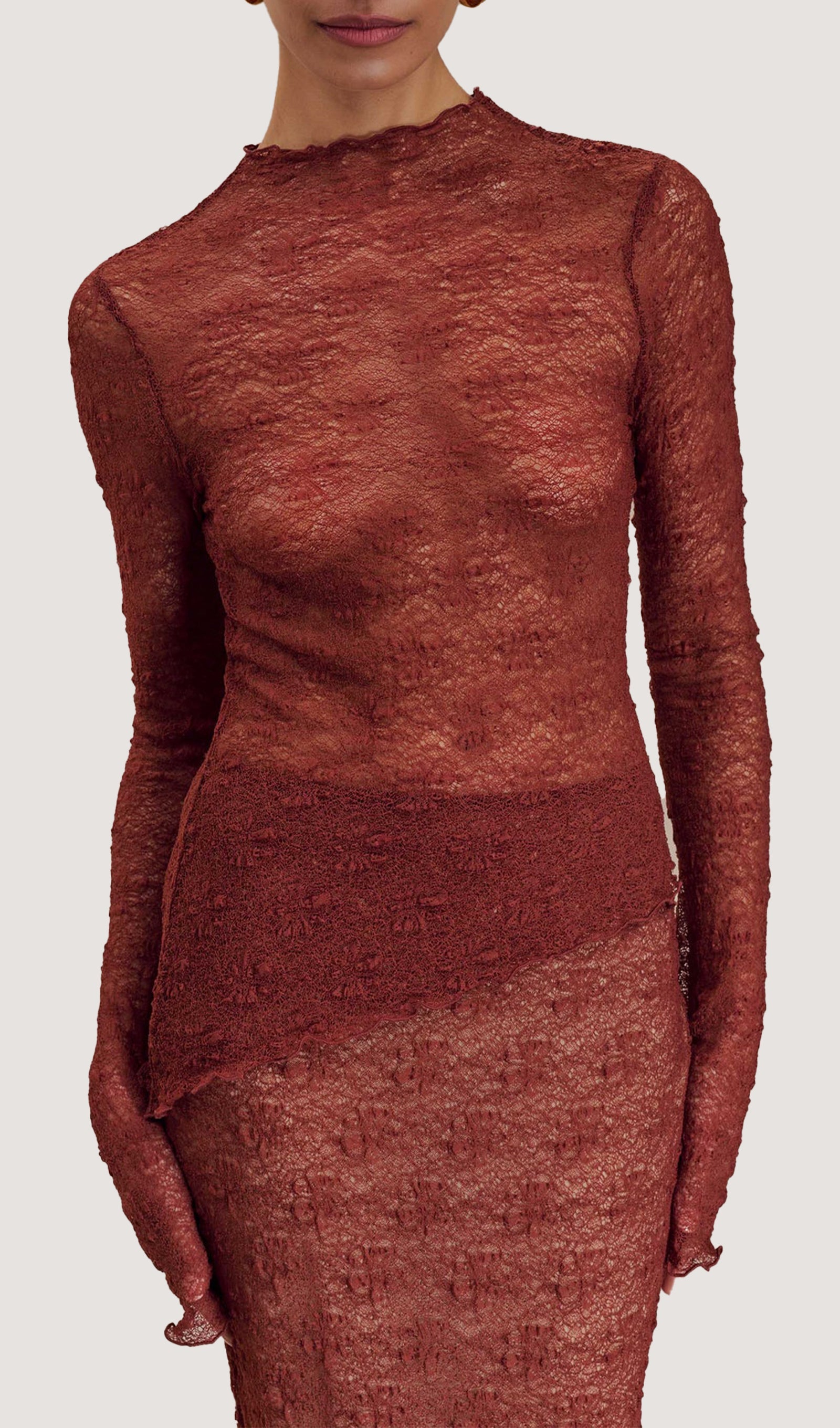 Transparan Dantel Etek Üst Takım