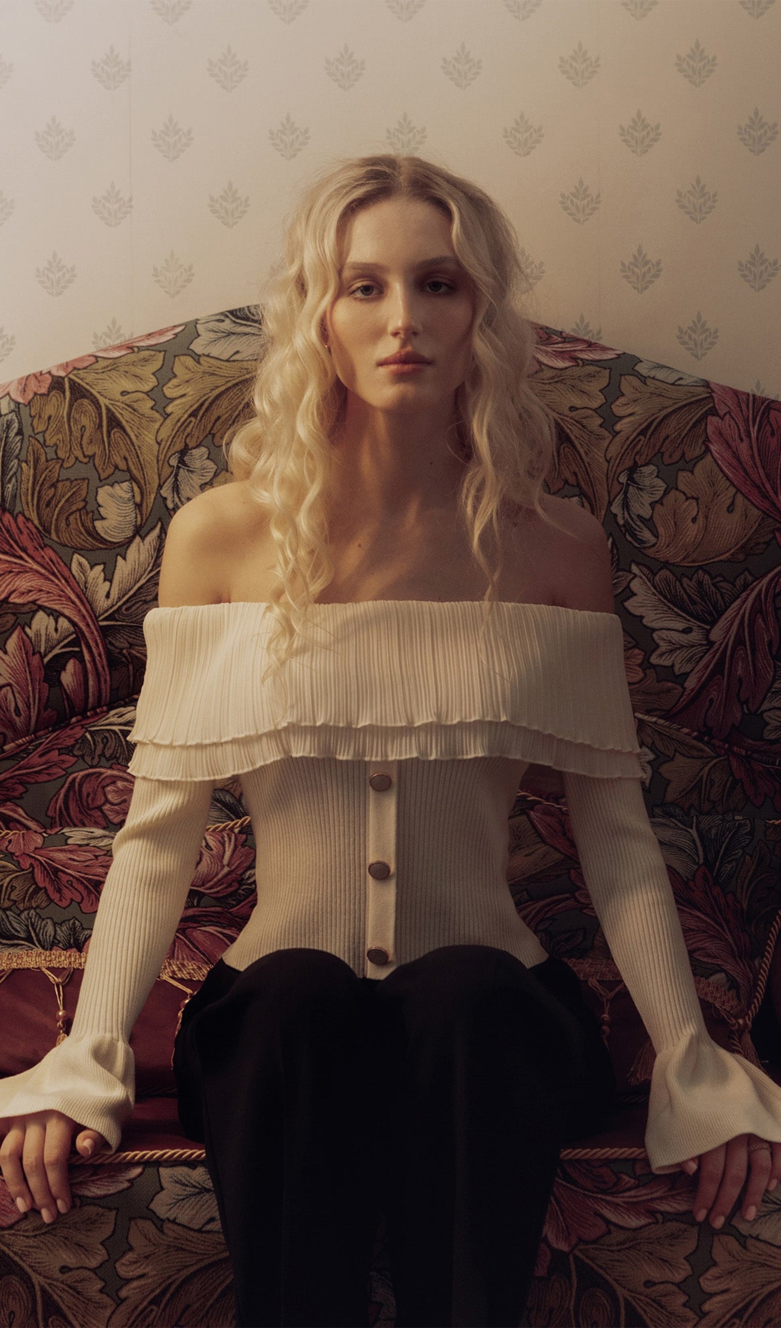 Flier Starplez Fırfır Düğme Detay Üst - Krem