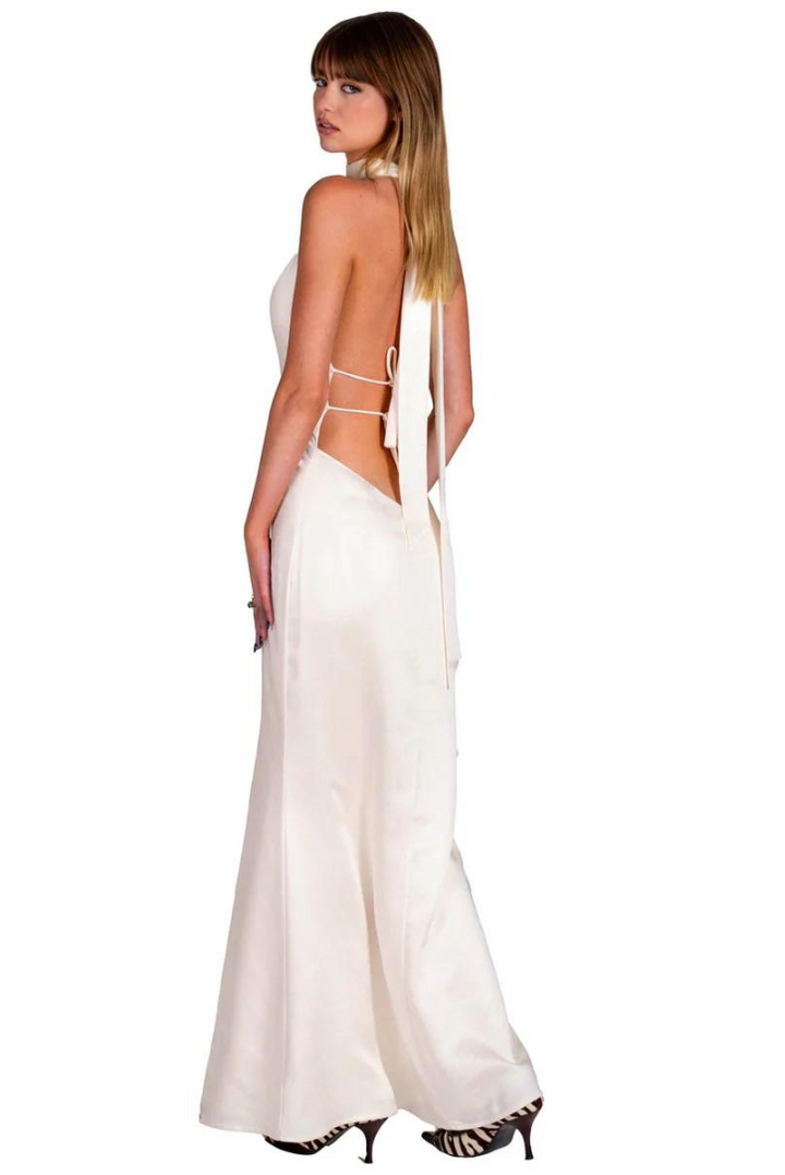 Karolina Saten Maxi- Beyaz - Riosso