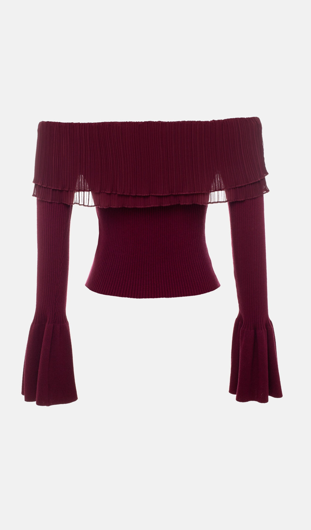 Flier Starplez Fırfır Düğme Detay Üst - Bordo