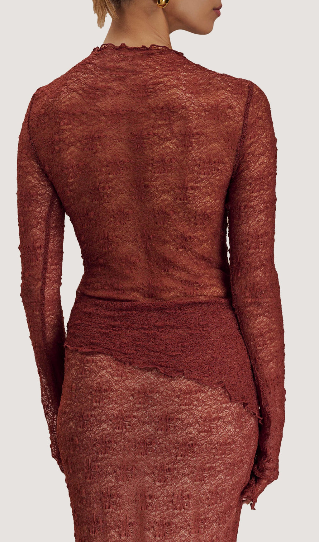 Transparan Dantel Etek Üst Takım