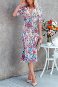 Floral Gipeli Midi Elbise - Riosso