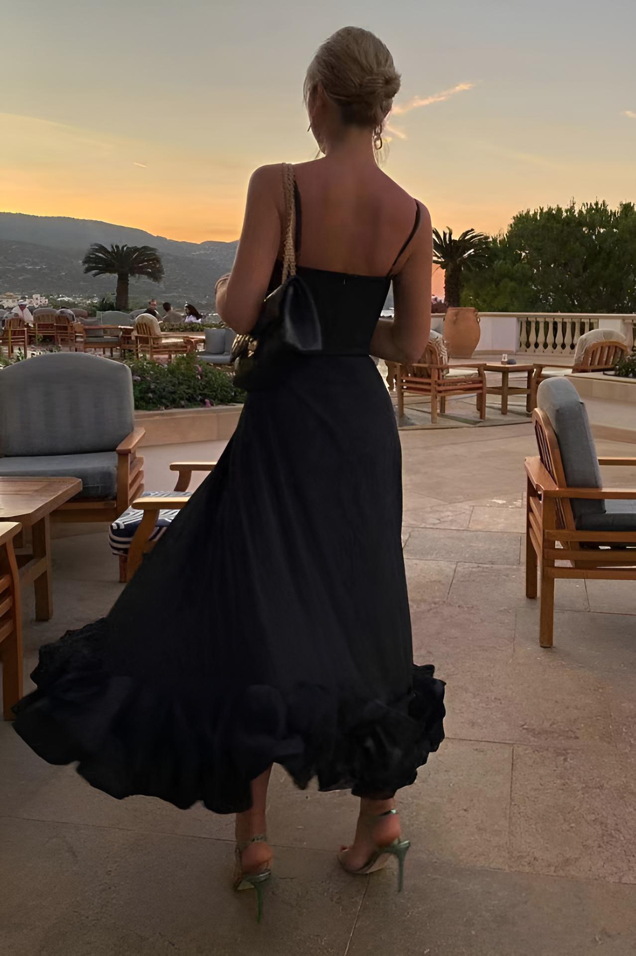 Flounce Büstiyerli Midi Elbise