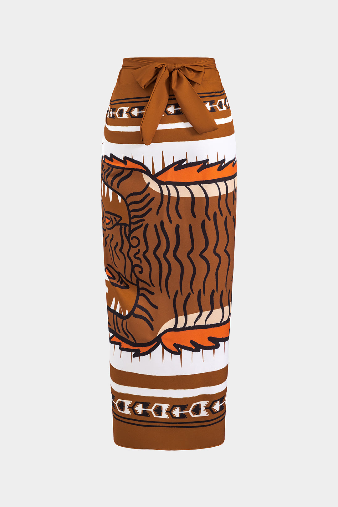 Asimetrik Mayo ve Kaplan Desenli Pareo Takımı