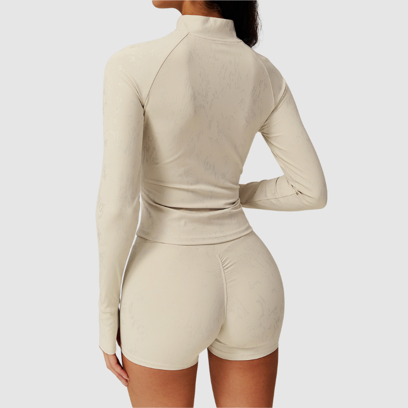 Yüksek Yakalı Dokulu Fermuarlı Spor Hırka