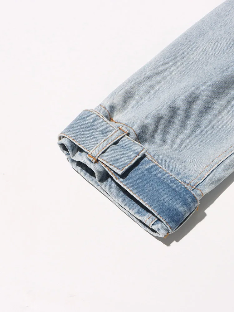 Pileli Volanlı Denim Uzun Kollu bağcıklı Ceket