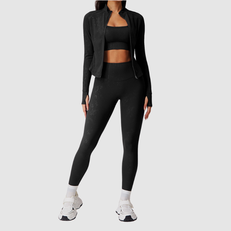 Yüksek Yakalı Dokulu Fermuarlı Spor Hırka