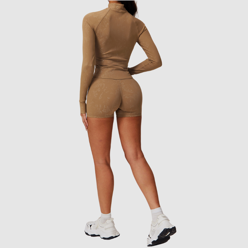 Yüksek Yakalı Dokulu Fermuarlı Spor Hırka