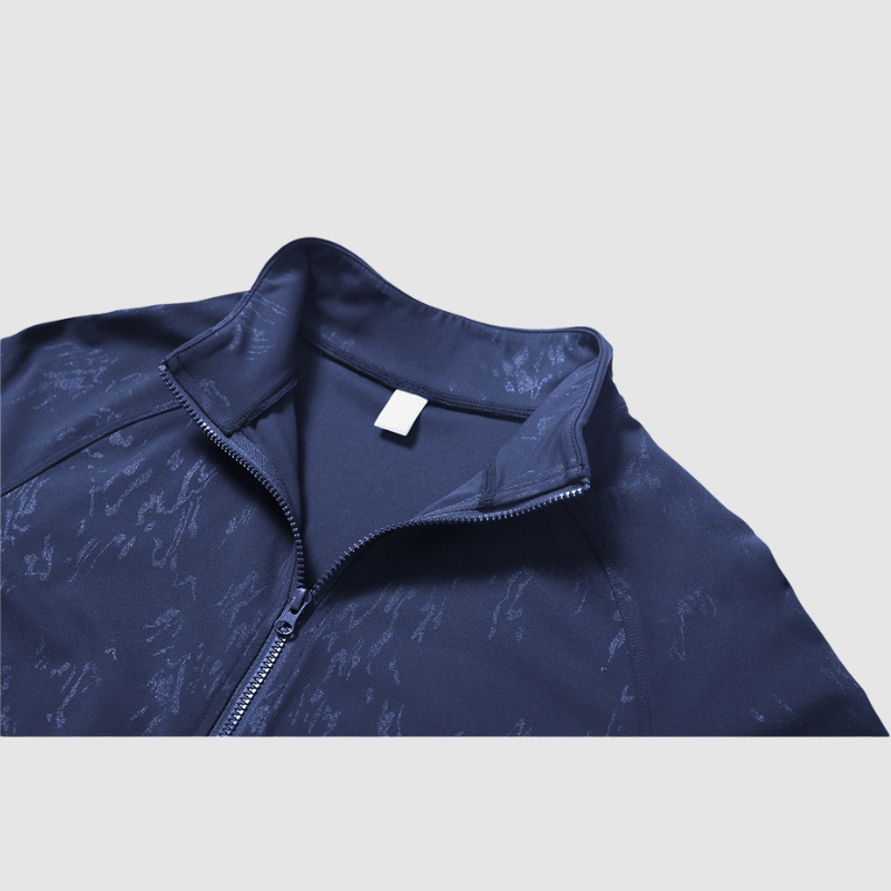 Yüksek Yakalı Dokulu Fermuarlı Spor Hırka