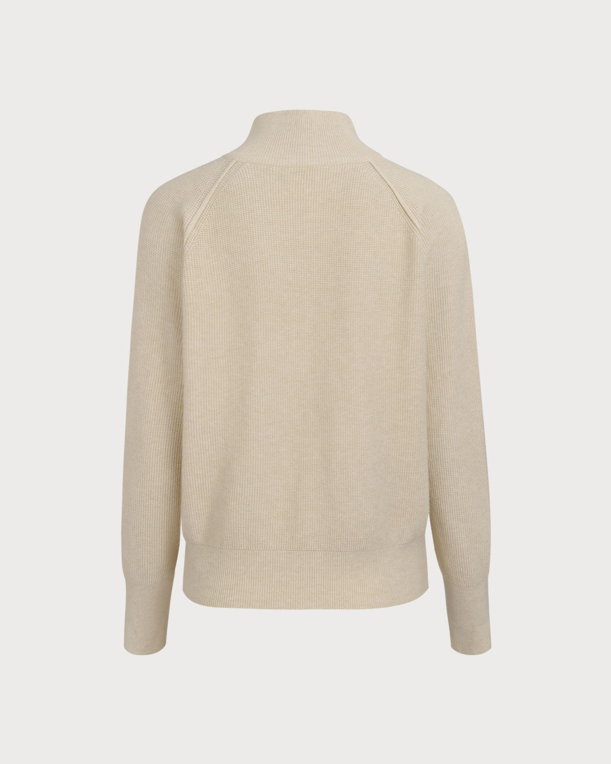 Bej Rengi Fitilli Örgü Fermuarlı Hırka