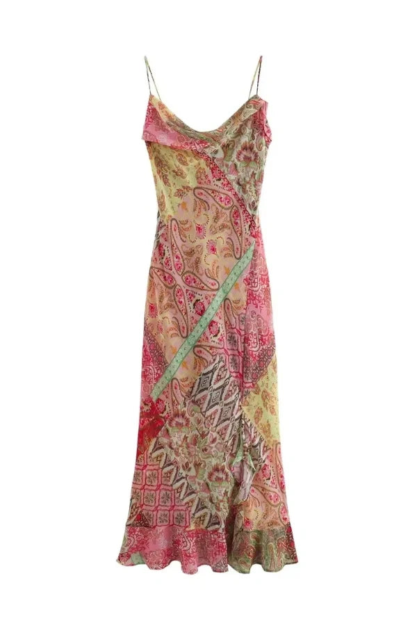 Rosaline Patchwork Slip Elbise