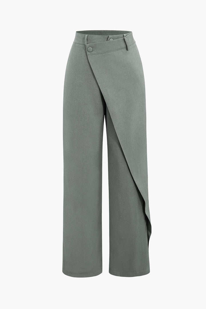 Drape Wrap Düz Paça Takım Pantolon