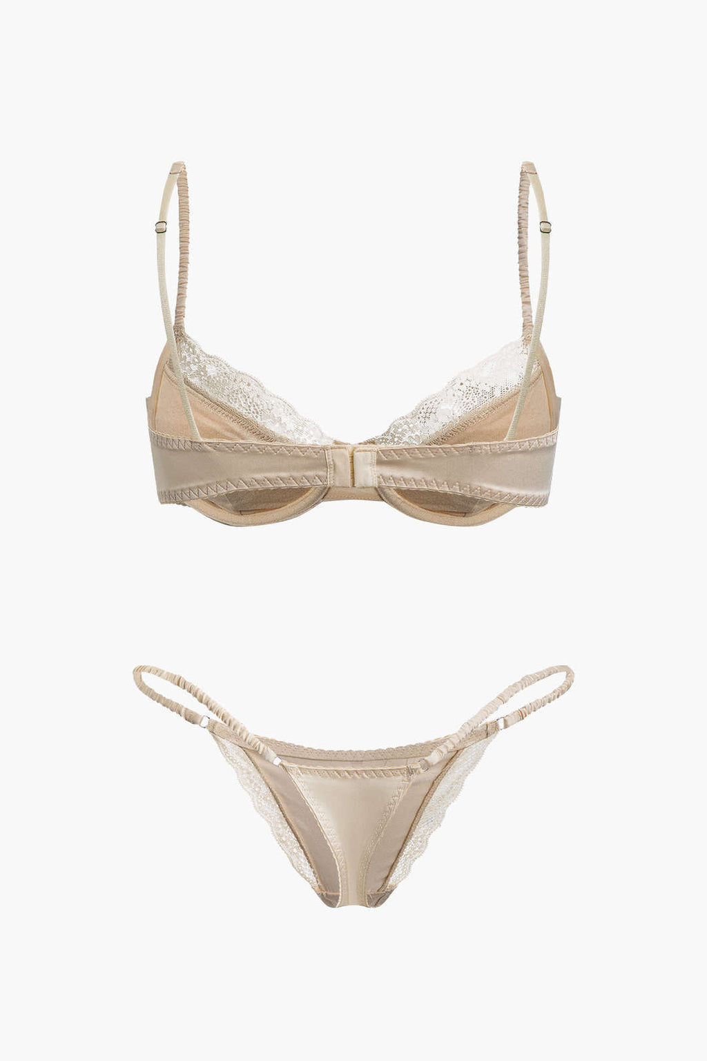 Saten Dantel İşlemeli Büstiyer İki Parçalı İç Giyim Takımı