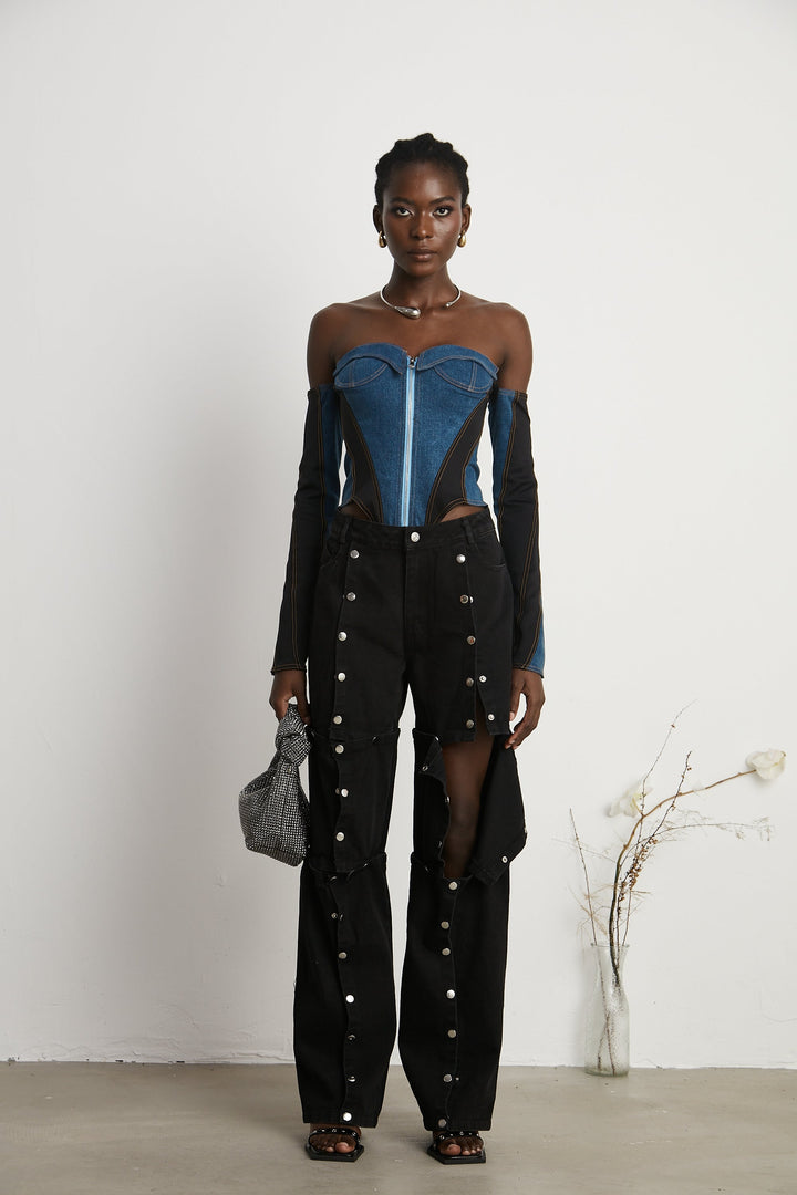 Melina Korse Denim Bodysuit
