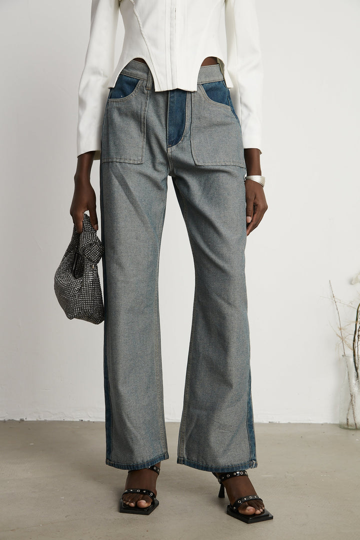 Clothilde Geniş Paça Panelli Jean Pantolon