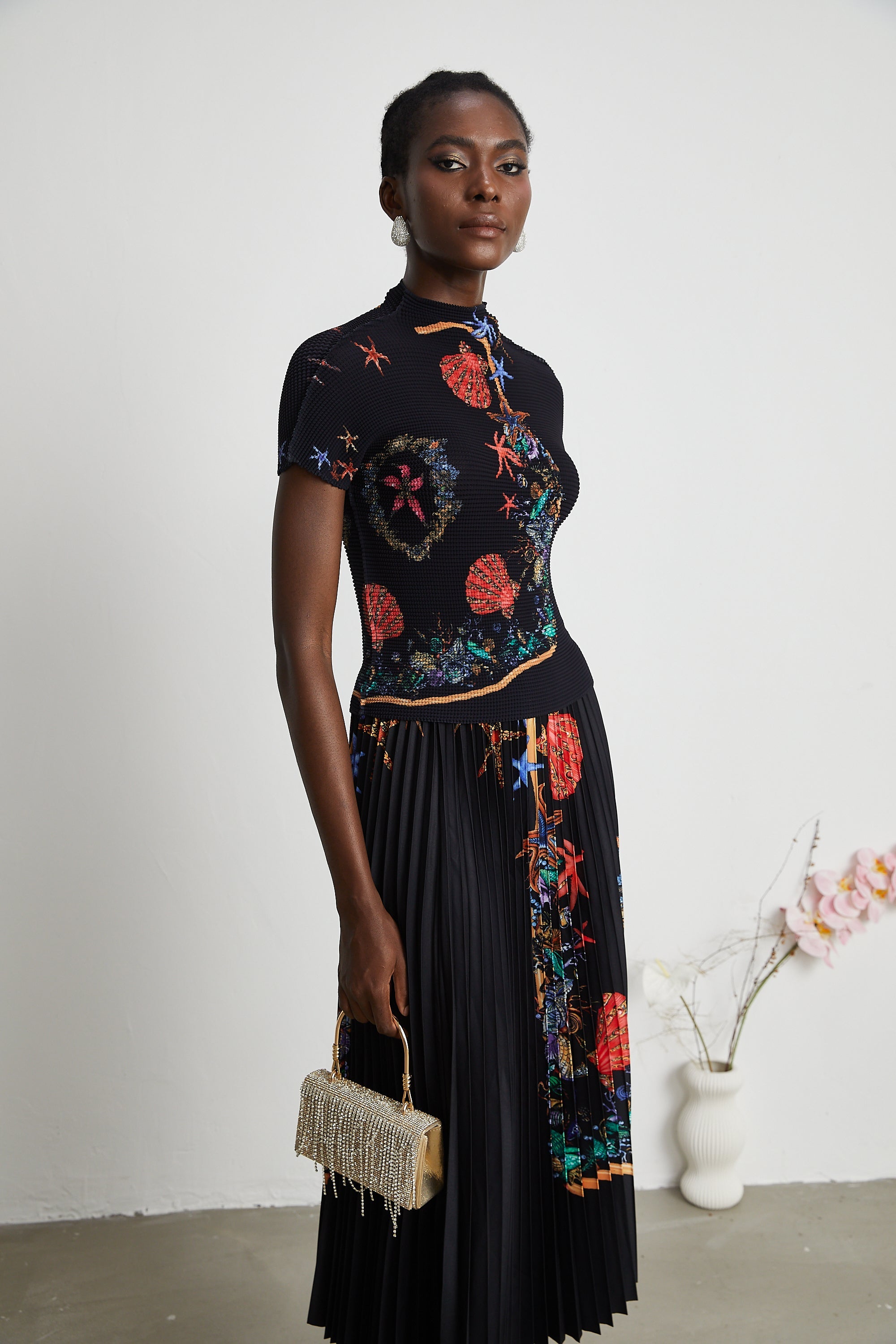 Josiane uzak doğu örme üst ve etek takım