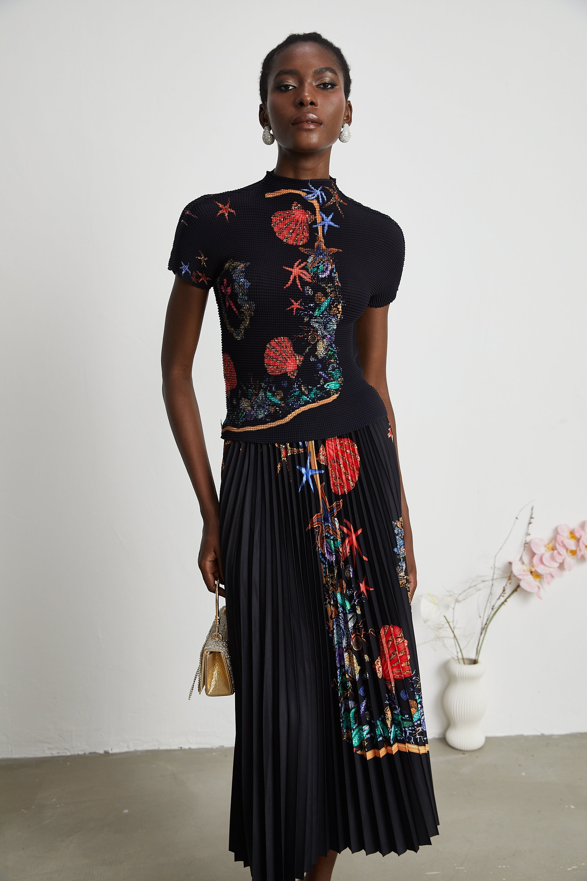 Josiane uzak doğu örme üst ve etek takım