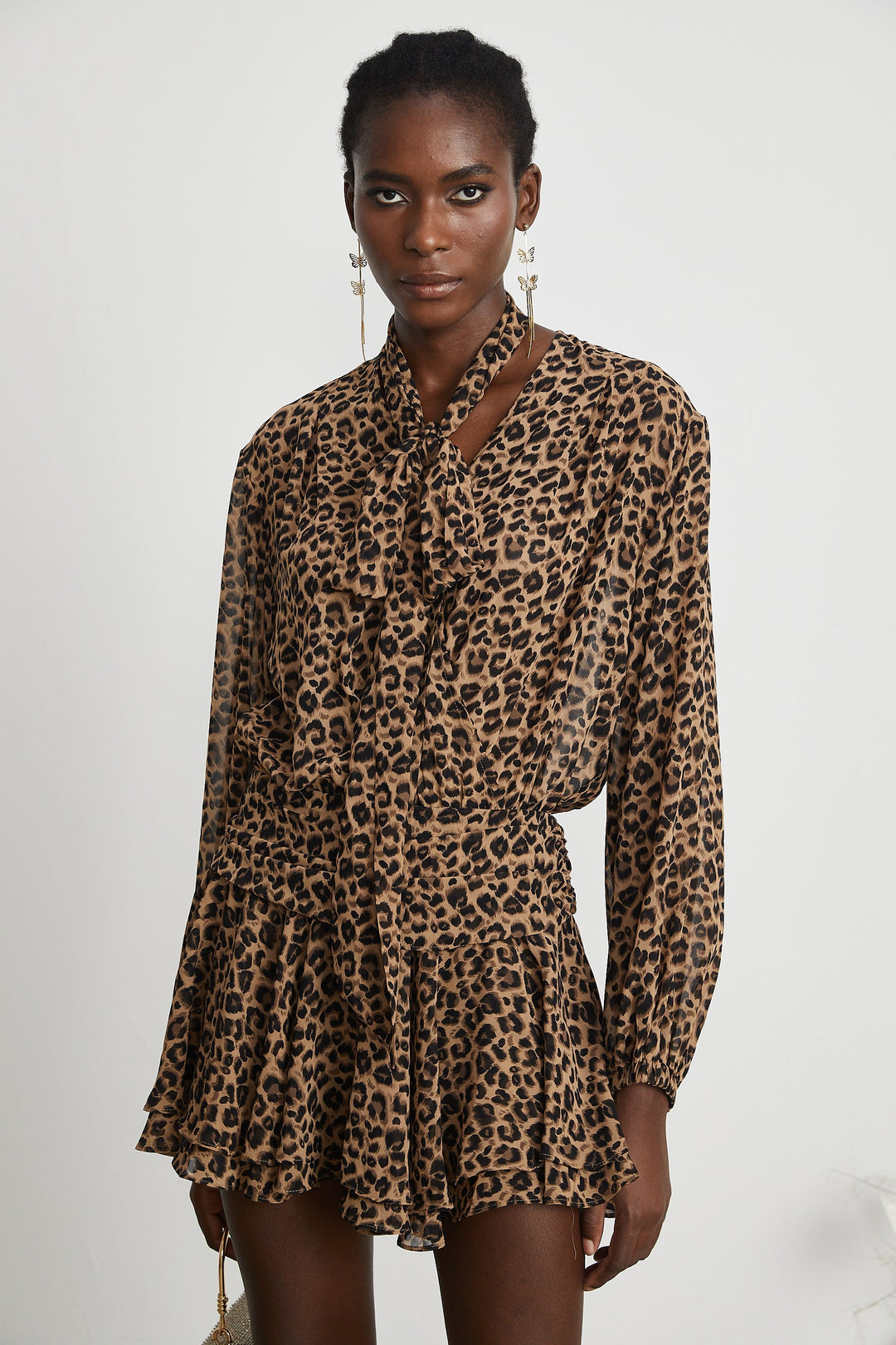 Laurence Leopar Desenli Mini Elbise