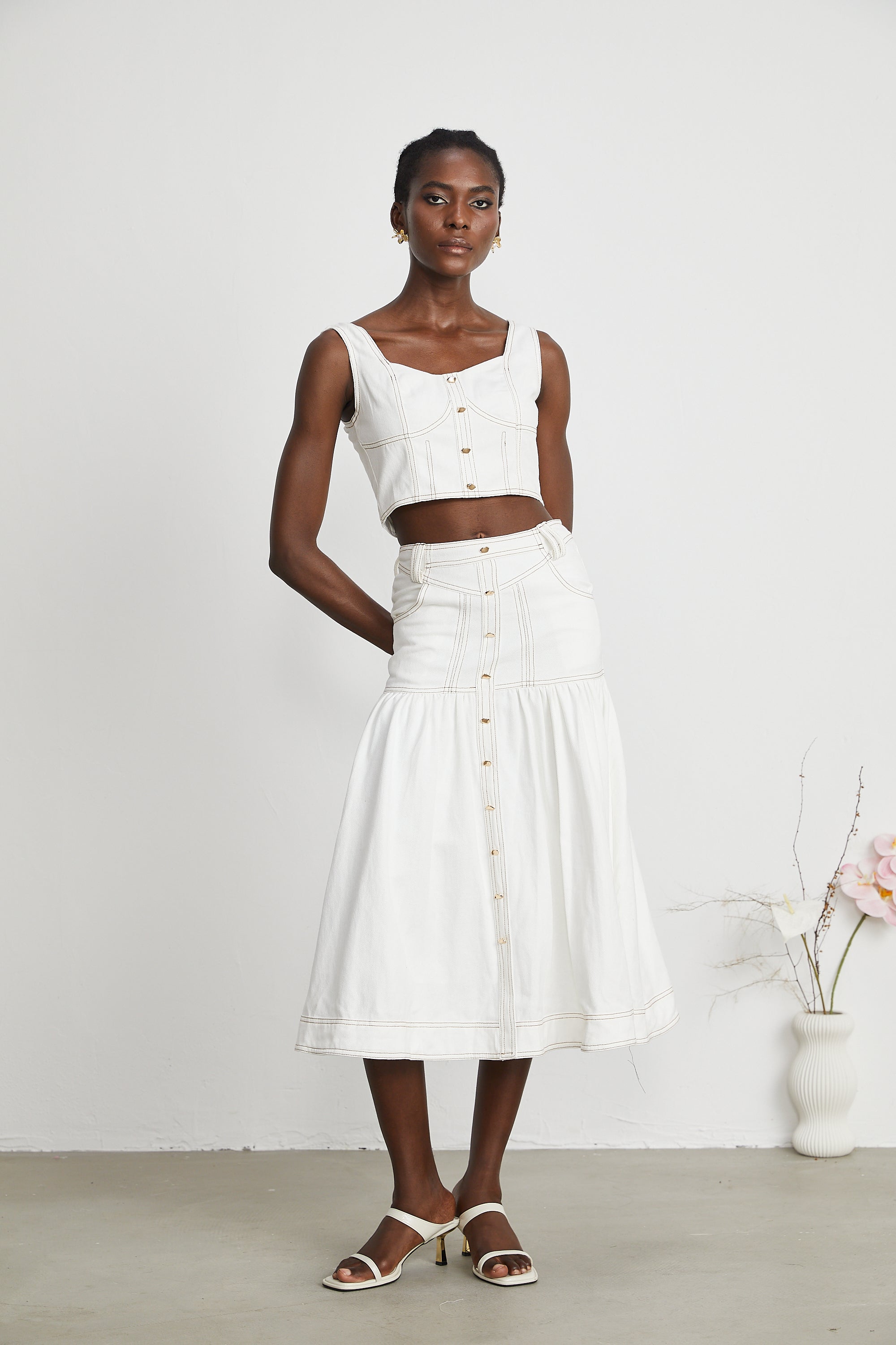 Brielle Denim Üst Ve Etek Eşleştirme Seti