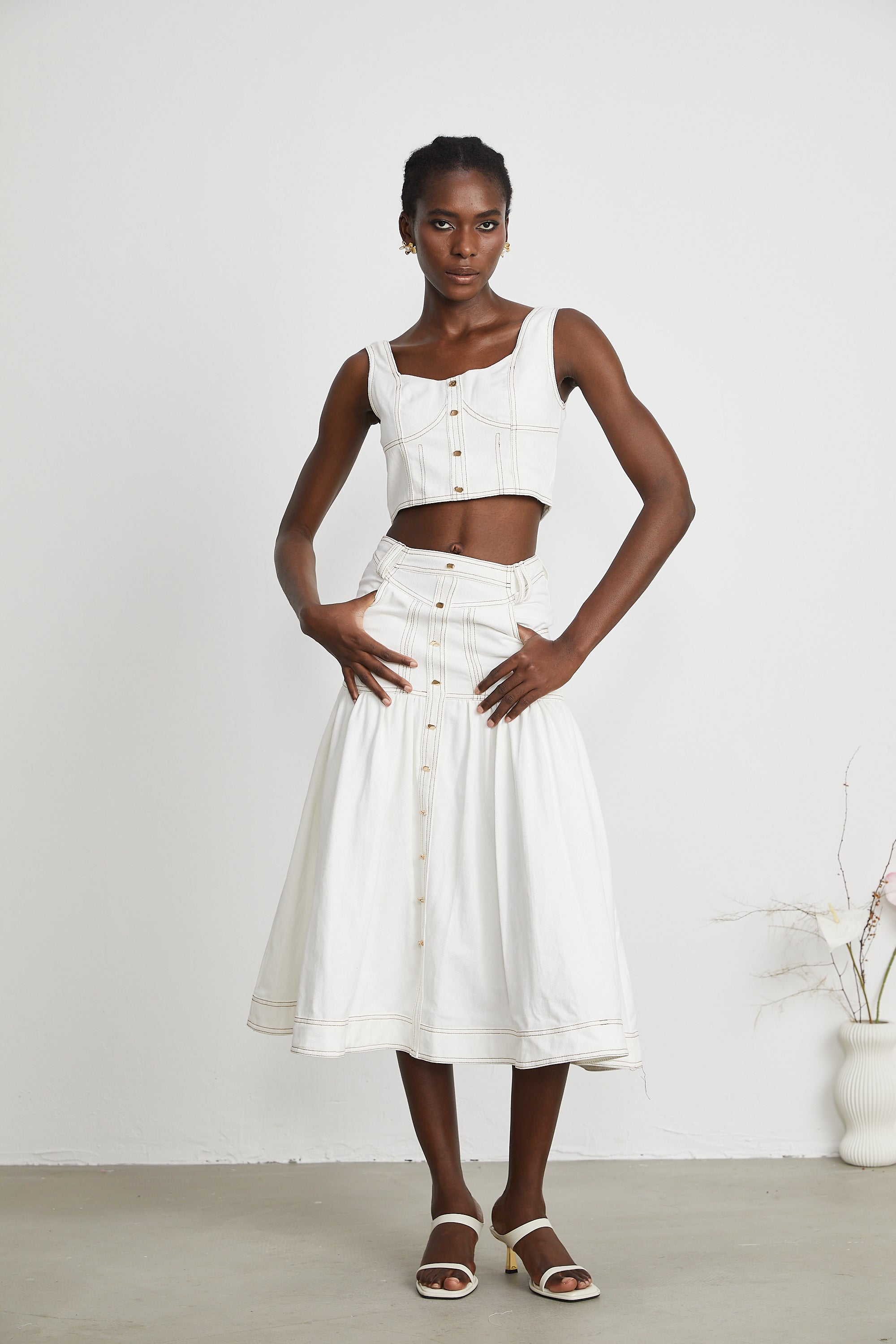 Brielle Denim Üst Ve Etek Eşleştirme Seti