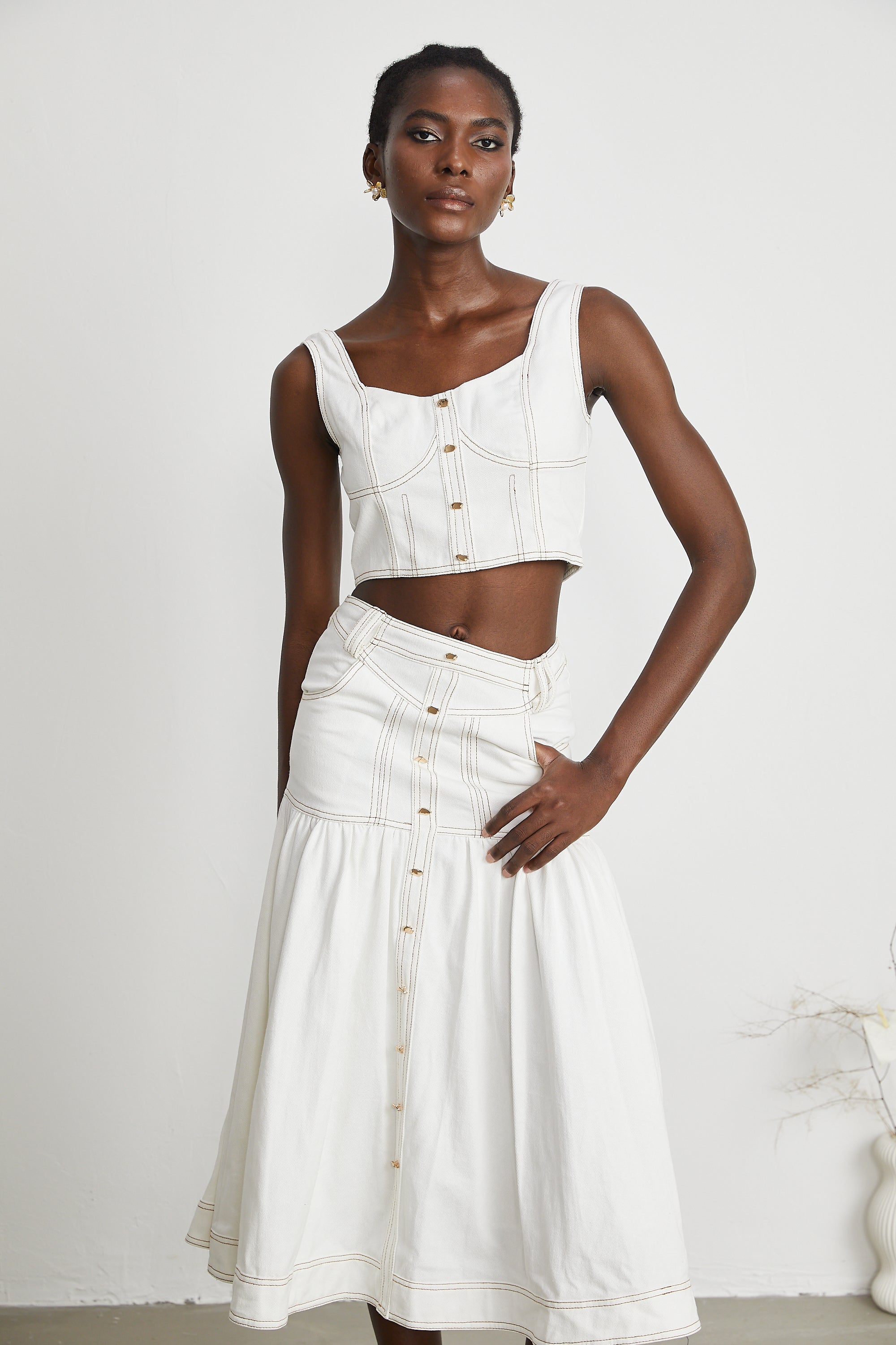 Brielle Denim Üst Ve Etek Eşleştirme Seti