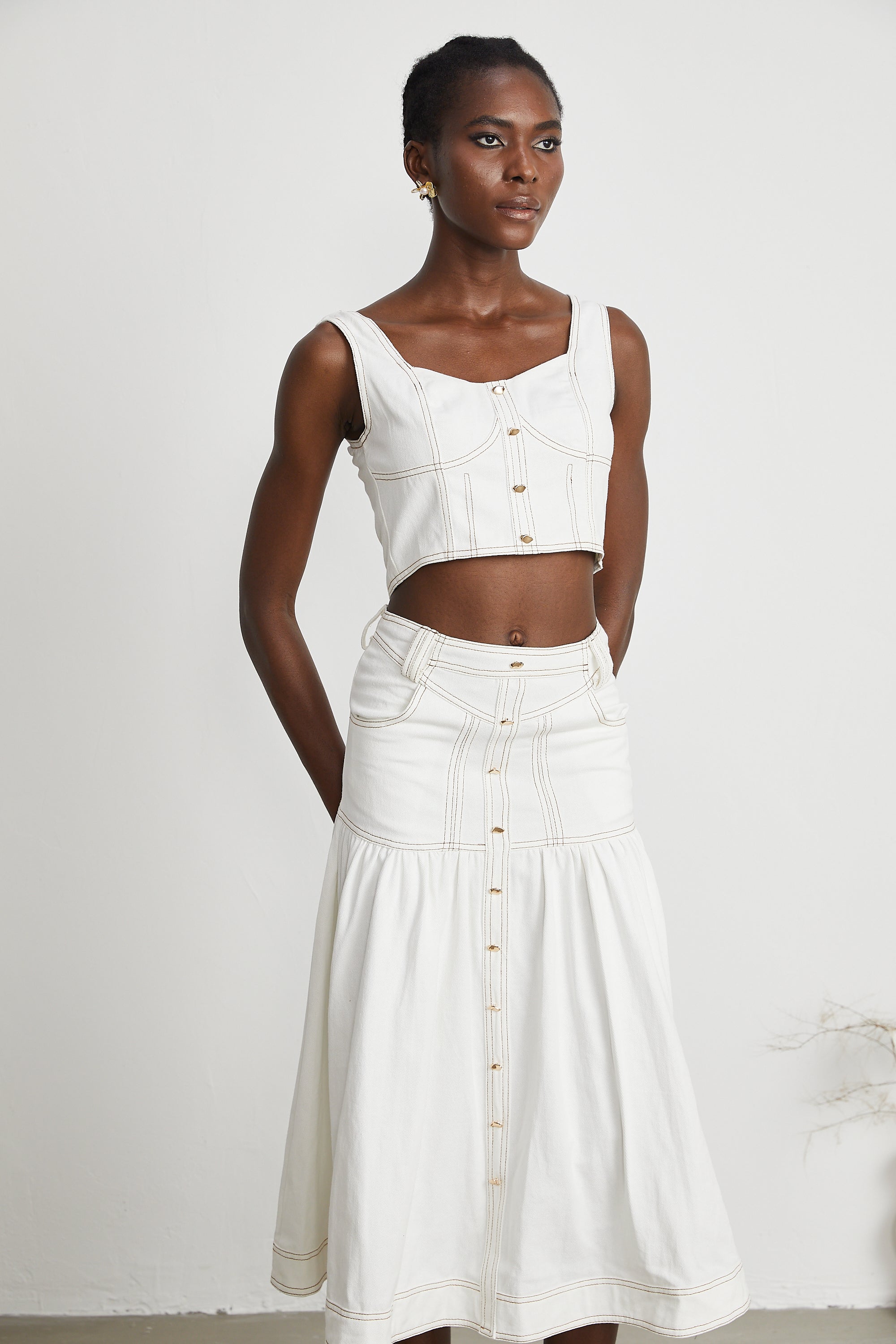 Brielle Denim Üst Ve Etek Eşleştirme Seti