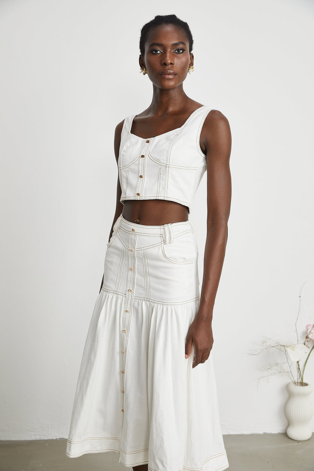 Brielle Denim Üst Ve Etek Eşleştirme Seti