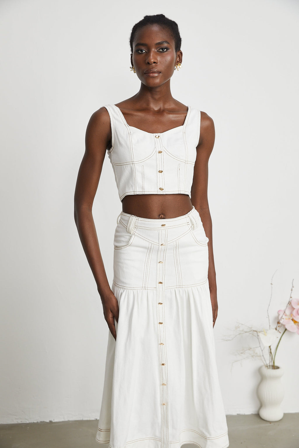 Brielle Denim Üst Ve Etek Eşleştirme Seti