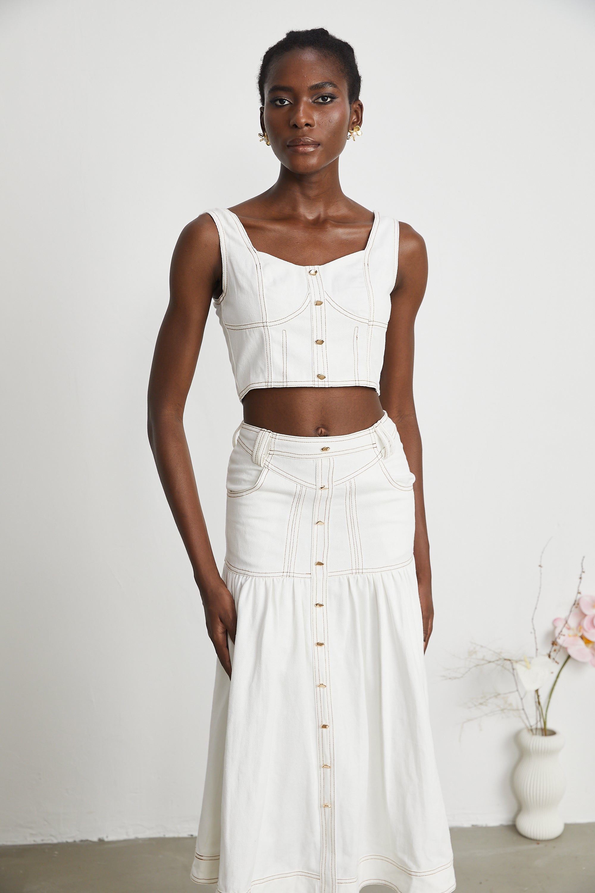 Brielle Denim Üst Ve Etek Eşleştirme Seti