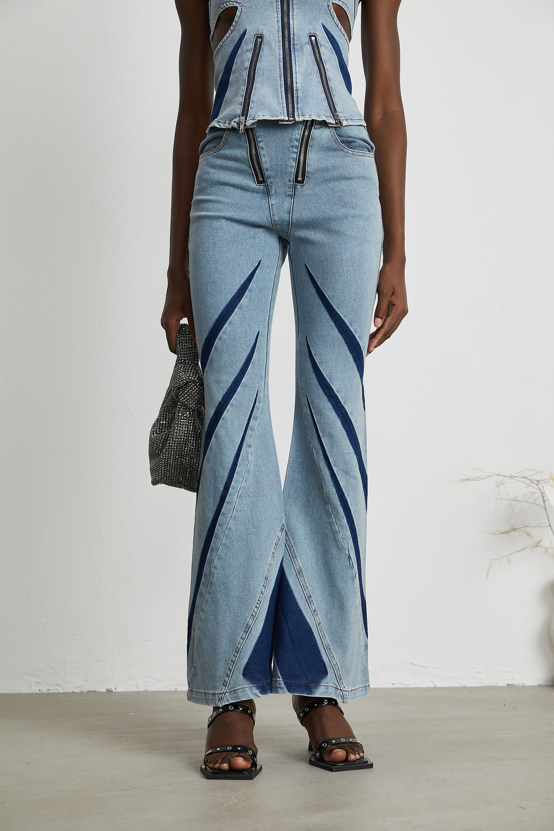 Inès Bloklu Denim Üst Ve Kot Pantolon Eşleştirme Seti