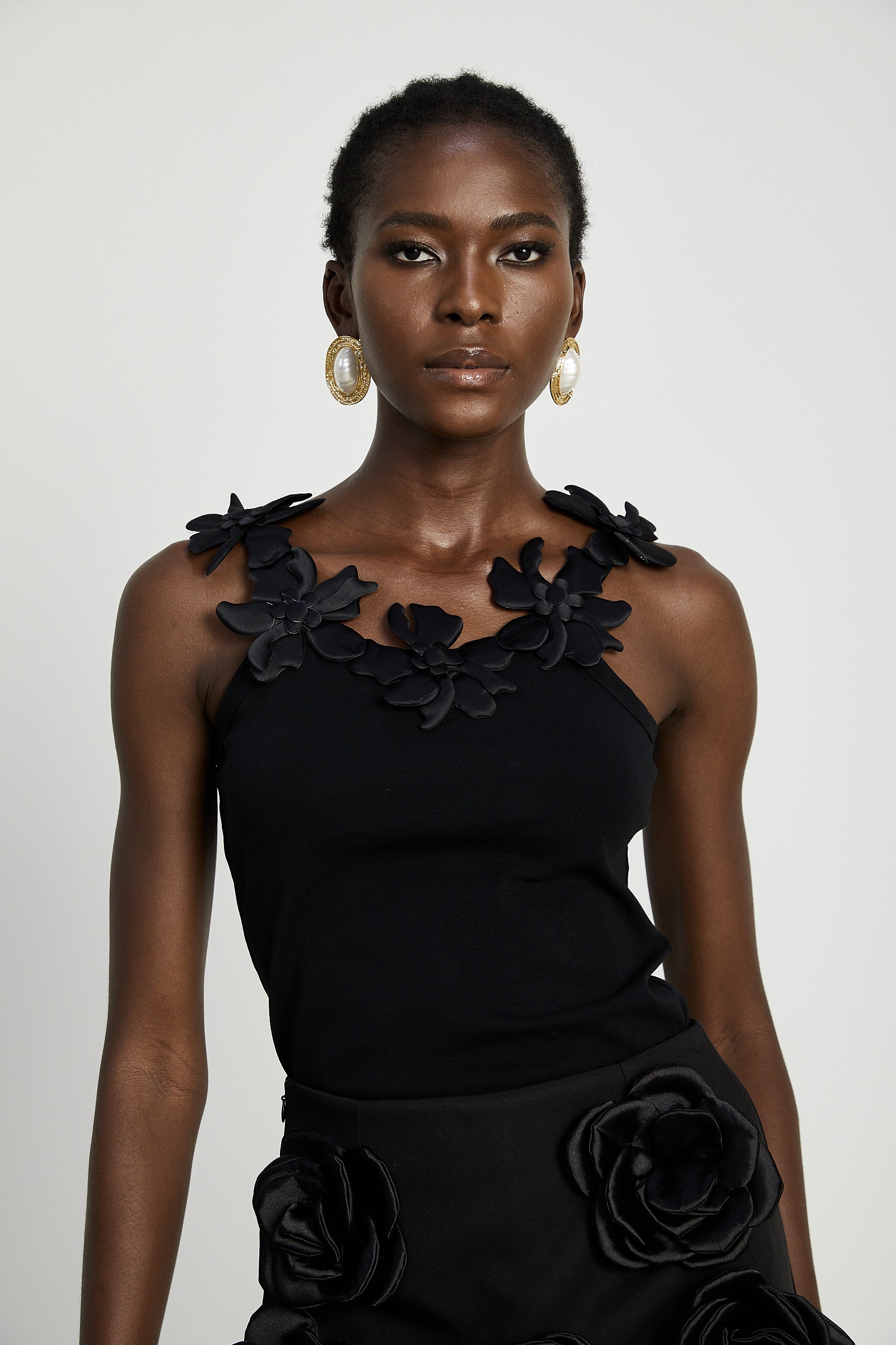 Nalini Siyah Suni Çiçek Mini Etek