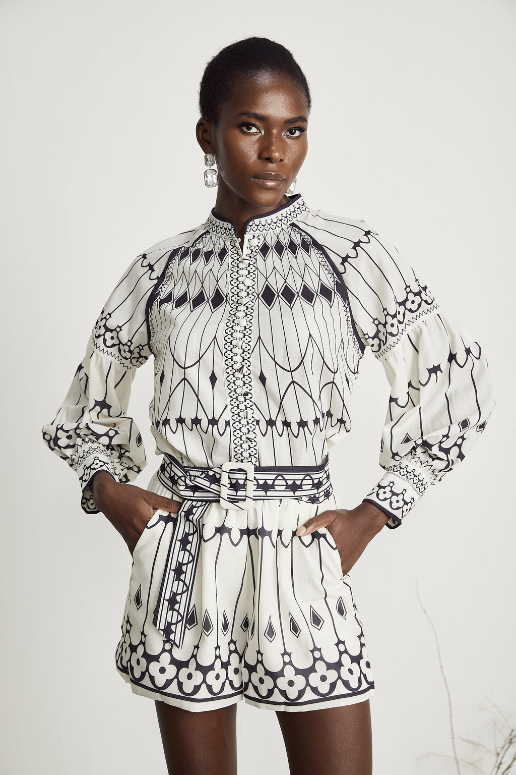 Allie Grafik Baskılı Gömlek Ve Şort Eşleştirme Seti