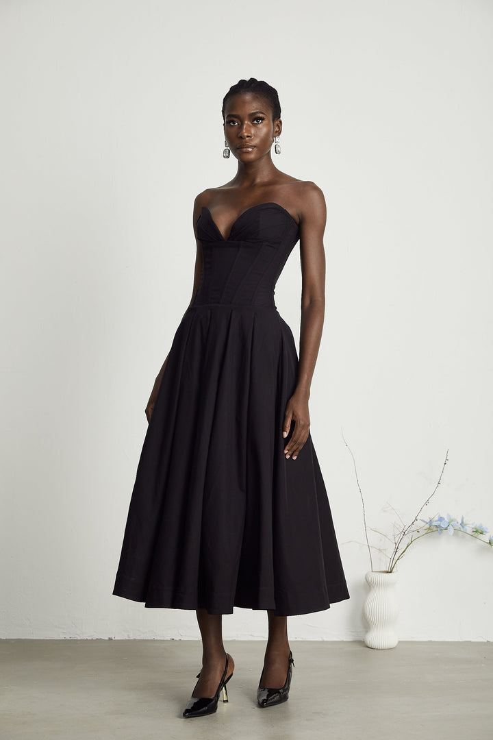 Katherine straplez korse midi elbise