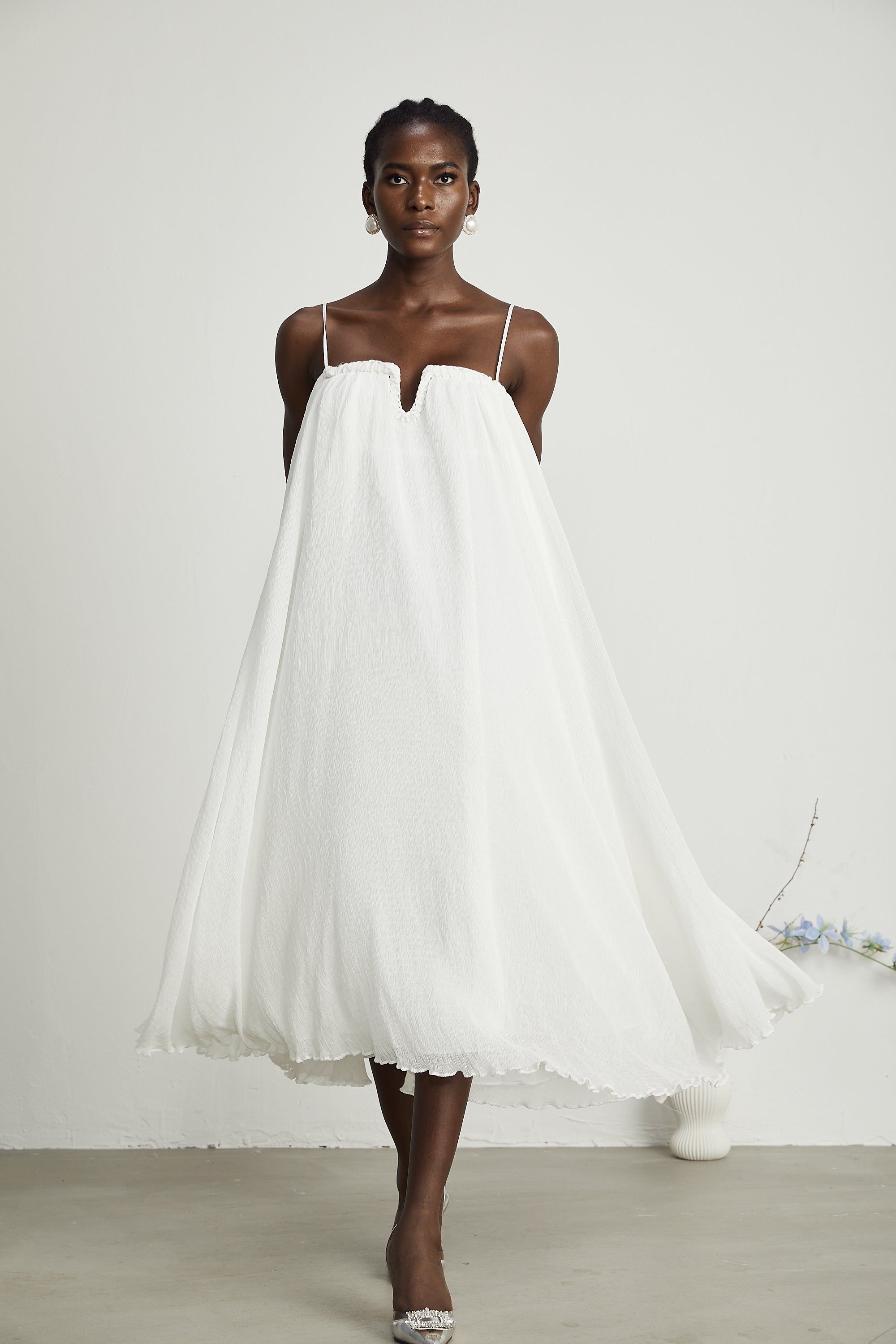 Clothilde Tül Pilili Mini Elbise