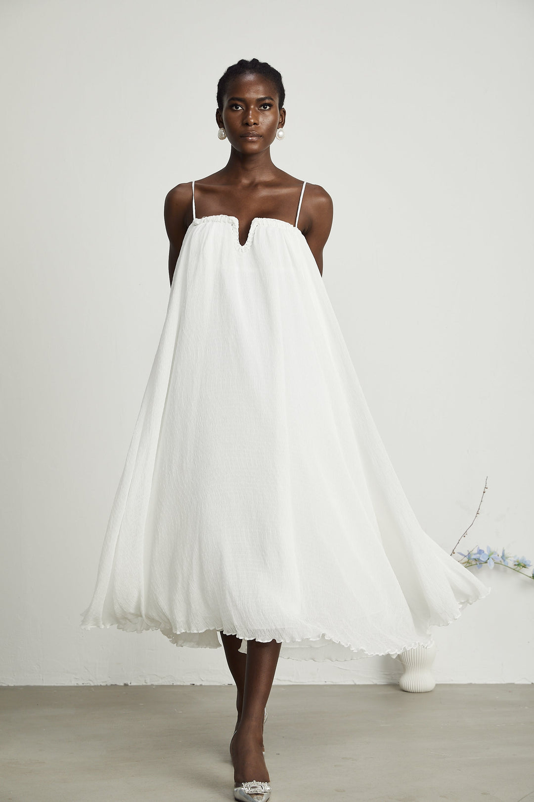 Clothilde Tül Pilili Mini Elbise