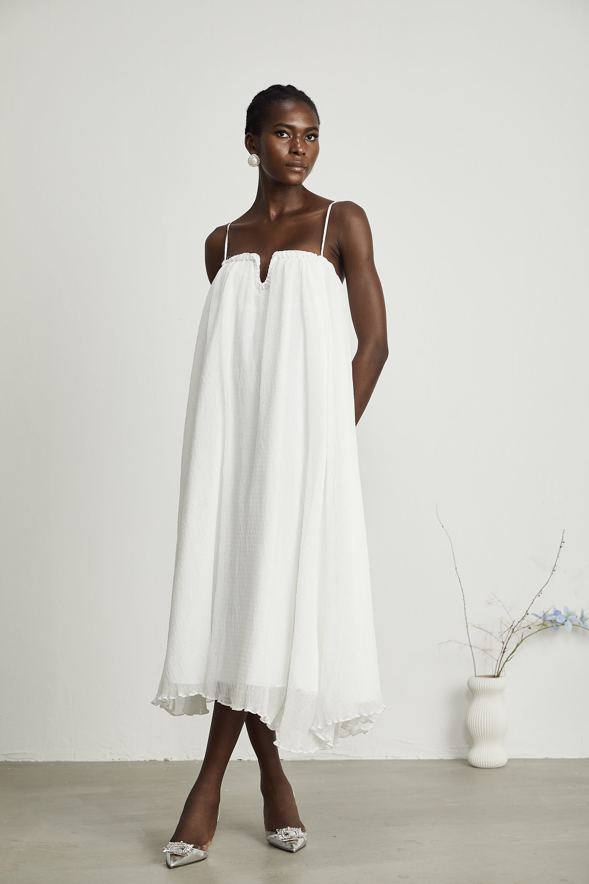 Clothilde Tül Pilili Mini Elbise