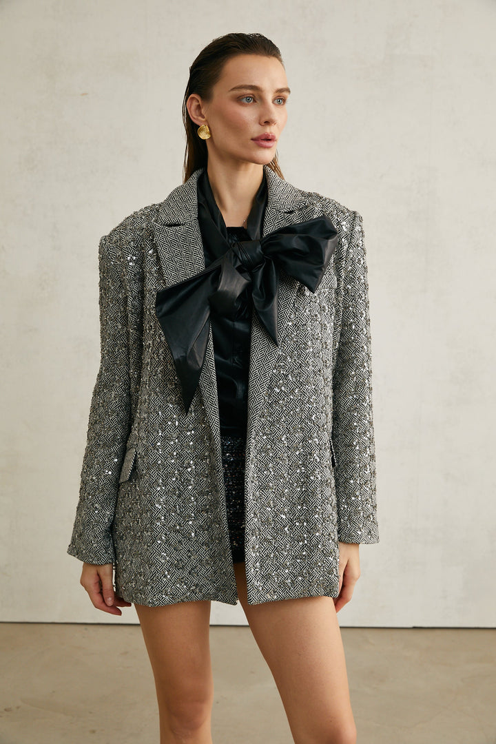 Solène Balıksırtı Desenli Blazer