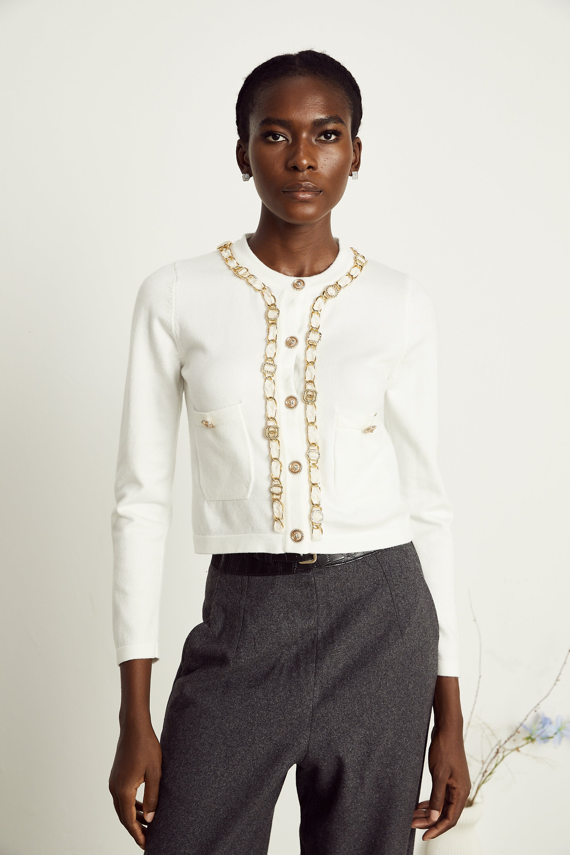 Karine Zincir Bağlantılı Örgü Hırka