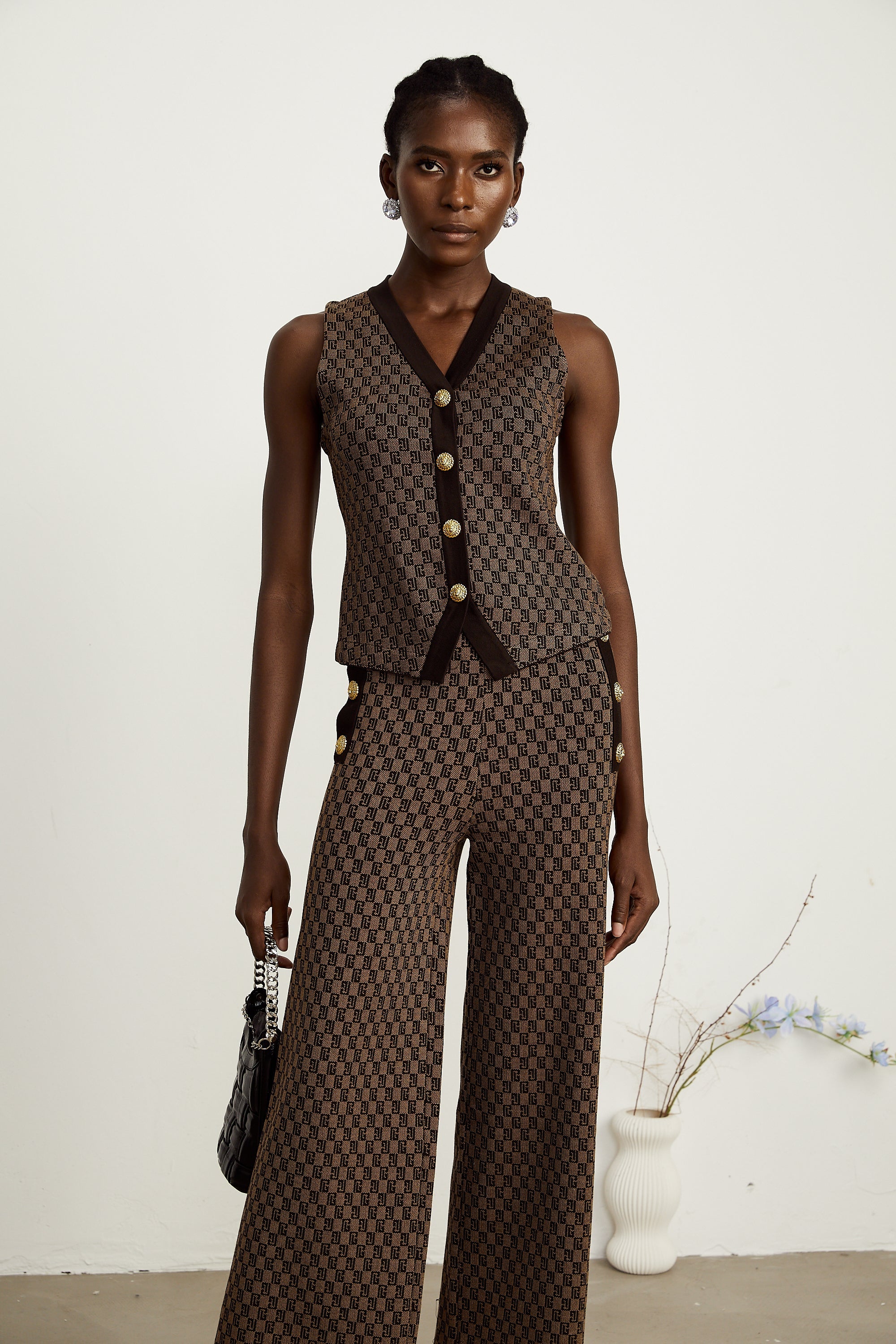 Cyrielle Monogram-Jakarlı Üst Ve Pantolon Eşleştirme Seti