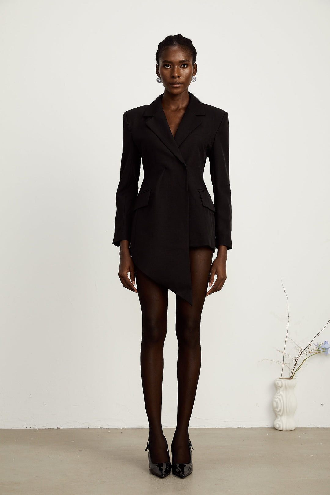 Halley Siyah Asimetrik Beli Saran Blazer