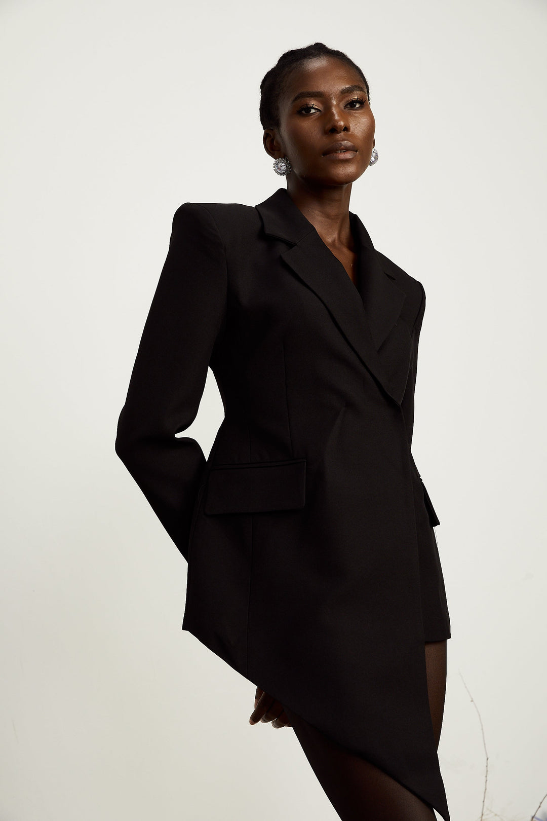 Halley Siyah Asimetrik Beli Saran Blazer