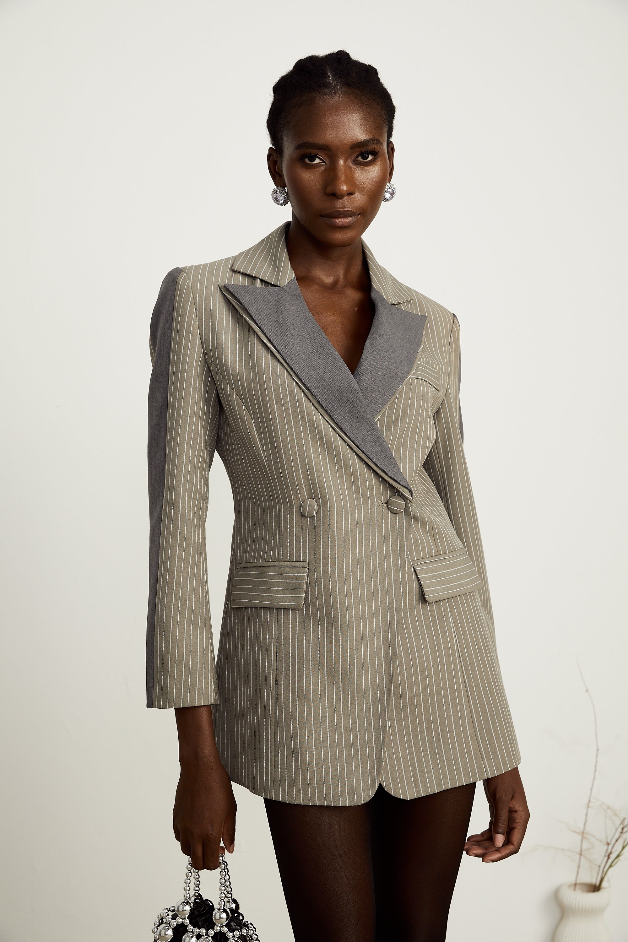 Georgia İnce Çizgili Panelli Blazer